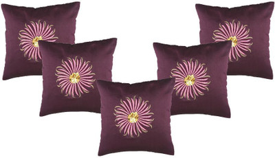 

Nikunj Embroidered Cushions Cover(Pack of 5, 40 cm, Purple, Gold), Gold;purple