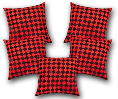 

Nikunj Checkered Cushions Cover(Pack of 5, 40 cm*40 cm, Red, Black), Black;red