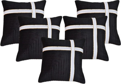 

Shine Villa Striped Cushions Cover(Pack of 5, 40 cm*40 cm, Black)