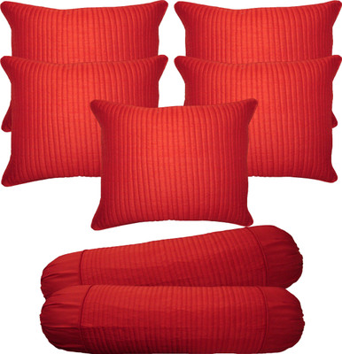 

HOME SHINE Striped Cushions Cover(Pack of 7, 40 cm*40 cm, Red)