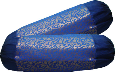 

HOME SHINE Printed Bolsters Cover(Pack of 2, 77.5 cm*40 cm, Blue, Silver)