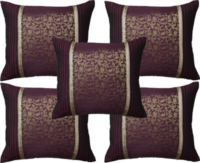 

HOME SHINE Floral Cushions Cover(Pack of 5, 40 cm*40 cm, Purple)
