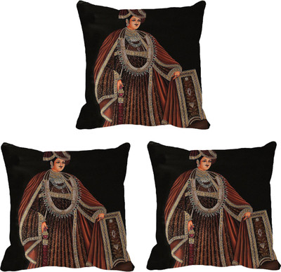 

IndiWeaves Printed Cushions Cover(Pack of 3, 16 cm*16 cm, Blue, Black), Black;blue