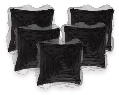 ZIKRAK EXIM Floral Cushions Cover(Pack of 5, 40 cm*40 cm, Black)