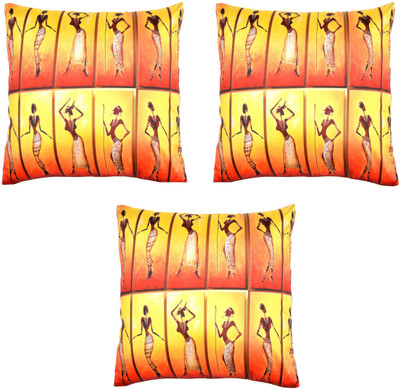 

HOMEWARDS Printed Cushions Cover(Pack of 3, 40 cm*40 cm, Yellow, Orange), Orange;yellow