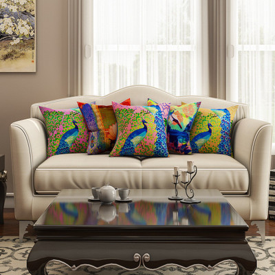 

SEJ by Nisha Gupta Abstract Cushions Cover(Pack of 5, 40.64 cm*40.64 cm, Multicolor)