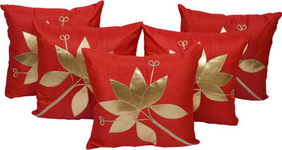 Shine Villa Floral Cushions Cover(Pack of 5, 40 cm*40 cm, Red)
