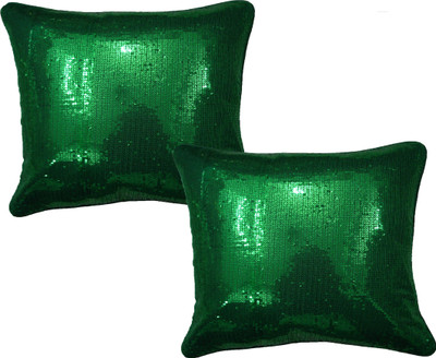

HOME SHINE Embroidered Cushions Cover(Pack of 2, 40 cm*40 cm, Dark Green)
