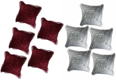 Belive-Me Floral Cushions Cover(Pack of 10, 40 cm*40 cm, Silver, Maroon)