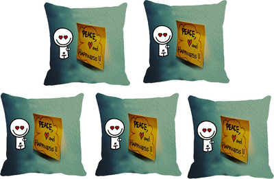 IndiWeaves Printed Cushions Cover(Pack of 5, 40 cm*40 cm, White, Green), Green;white