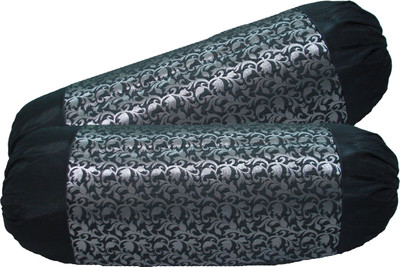 

HOME SHINE Printed Bolsters Cover(Pack of 2, 77.5 cm*40 cm, Black, Silver)