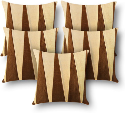 

First Row Embroidered Cushions Cover(Pack of 5, 40 cm, Brown)