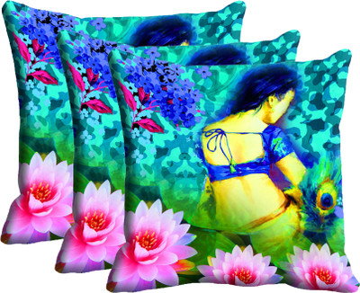 

IndiWeaves Printed Cushions Cover(Pack of 3, 40 cm*40 cm, Multicolor)