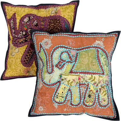Rajrang Animal Cushions Cover(Pack of 2, 41 cm*41 cm, Yellow)