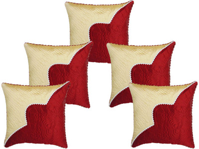 Furnishing Zone Self Design Cushions Cover(Pack of 5, 40 cm*40 cm, Maroon, Beige)