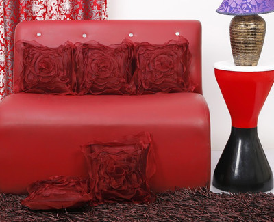 Dekor World Floral Cushions Cover(Pack of 5, 30 cm*30 cm, Blue)