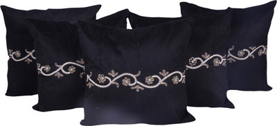 

Shine Villa Embroidered Cushions Cover(Pack of 5, 40 cm*40 cm, Black)