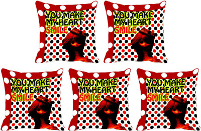 

IndiWeaves Printed Cushions Cover(Pack of 5, 40 cm*40 cm, Orange, Blue), Blue;orange
