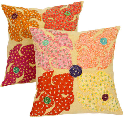 

Rajrang Floral Cushions Cover(Pack of 2, 41 cm*41 cm, Brown)