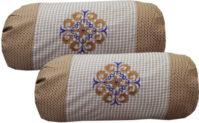 

Adishma Embroidered Bolsters Cover(Pack of 2, 36 cm*82 cm, Brown)