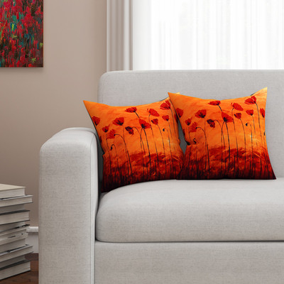 

SEJ by Nisha Gupta Floral Cushions Cover(Pack of 2, 40.64 cm*40.64 cm, Yellow)