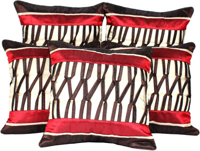 

Mysha Striped Cushions Cover(Pack of 5, 30.48 cm*30.48 cm, Beige, Brown, Red)