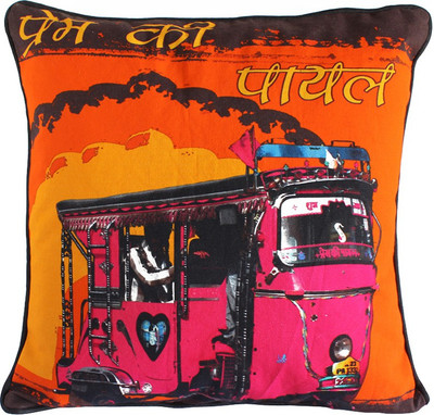 

Fatfatiya Floral Cushions Cover(40 cm*40 cm, Orange, Pink)