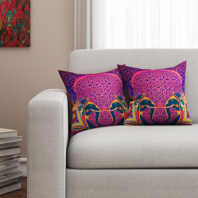 

SEJ by Nisha Gupta Abstract Cushions Cover(Pack of 2, 40.64 cm*40.64 cm, Purple)