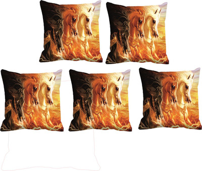 

IndiWeaves Printed Cushions Cover(Pack of 5, 40 cm*40 cm, Yellow, Red), Red;yellow