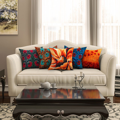 

SEJ by Nisha Gupta Abstract Cushions Cover(Pack of 5, 40.64 cm*40.64 cm, Multicolor)