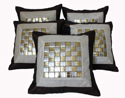 Dekor World Polyester Cushions Cover(Pack of 5, 30.48 cm*30.48 cm, White, Brown)