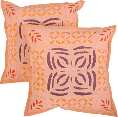 

Rajrang Floral Cushions Cover(Pack of 2, 43 cm*43 cm, Peach)