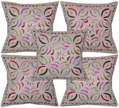 Lal Haveli Embroidered Cushions Cover(Pack of 5, 41 cm*41 cm, Beige)