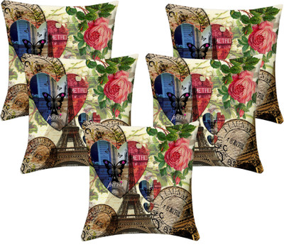 

Lushomes Printed Cushions Cover(Pack of 5, 40 cm, Multicolor)
