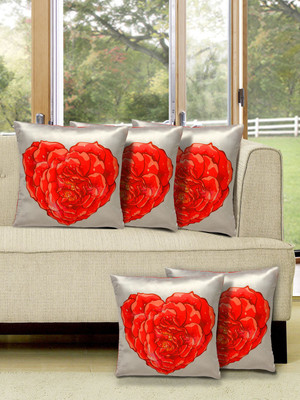 

Alina Decor Printed Cushions Cover(Pack of 5, 40.64 cm, Red)