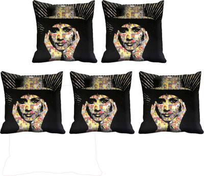 

IndiWeaves Printed Cushions Cover(Pack of 5, 40 cm*40 cm, Black, Blue)