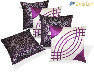 ZIKRAK EXIM Polyester Cushions Cover(Pack of 5, 40 cm*40 cm, Purple, White)