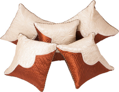 50% OFF on Dekor World Floral Cushions Cover(Pack of 5, 16 cm*16 cm, Brown, Beige)