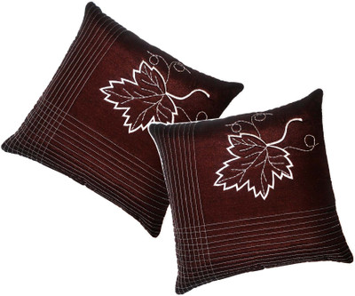 40% OFF on ZIKRAK EXIM Embroidered Cushions Cover(Pack of 2, 50 cm*50 cm, Brown)
