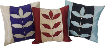 

Trendy Home Floral Cushions Cover(Pack of 3, 40 cm*40 cm, Maroon, Blue), Blue;maroon