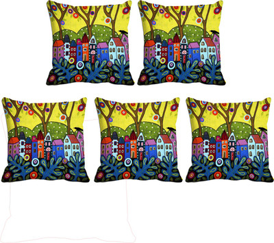

IndiWeaves Printed Cushions Cover(Pack of 5, 40 cm*40 cm, Black, Red)