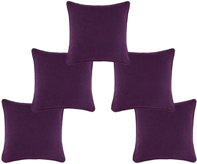 Soumya Furnishings Plain Cushions Cover(Pack of 5, 30 cm*30 cm, Purple)