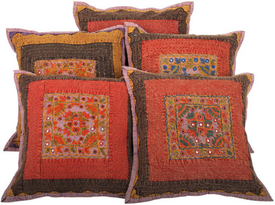 

Rajrang Floral Cushions Cover(Pack of 5, 41 cm*41 cm, Red)