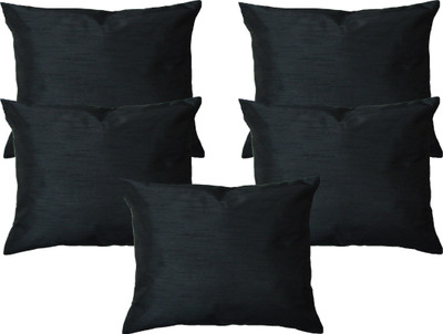 

HOME SHINE Plain Cushions Cover(Pack of 5, 30 cm*30 cm, Black)
