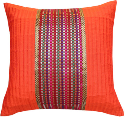 Ans Floral Cushions Cover(40 cm*40 cm, Orange)