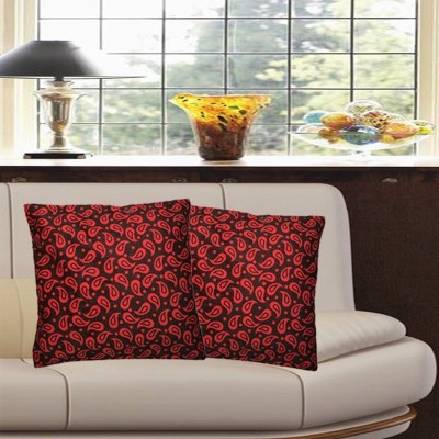 Belive-Me Paisley Cushions Cover(Pack of 2, 40 cm*40 cm, Maroon, Black)