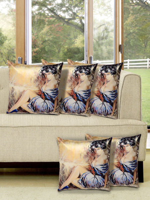

Alina Decor Printed Cushions Cover(Pack of 5, 40 cm, Beige)