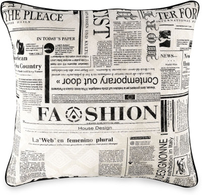 

Indian Weave Text Print Cushions Cover(40 cm, White, Black), Black;white