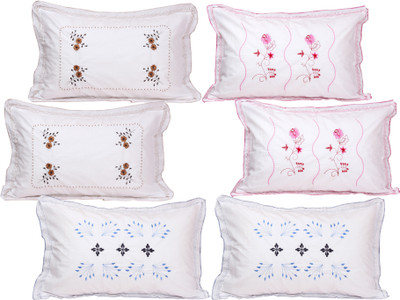 

RJ Products Embroidered Pillows Cover(Pack of 6, 43 cm*66 cm, White)