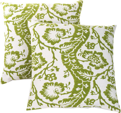 

Rajrang Floral Cushions Cover(Pack of 2, 46 cm*46 cm, White)